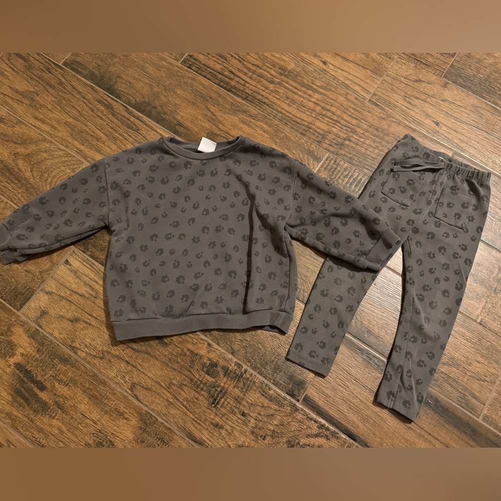 Zara Toddler Cheetah Print Set pullover w/ leggings set size 3-4year EUC